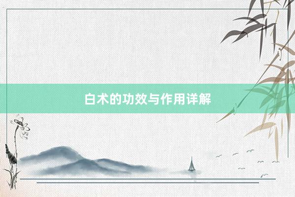 白术的功效与作用详解