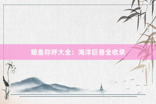 鲸鱼称呼大全：海洋巨兽全收录